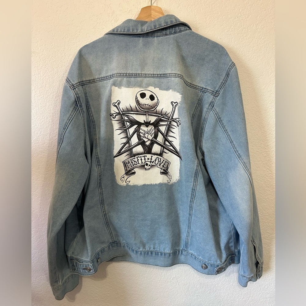 Disney Light Blue Denim Jean Jacket with Black & White Graphic